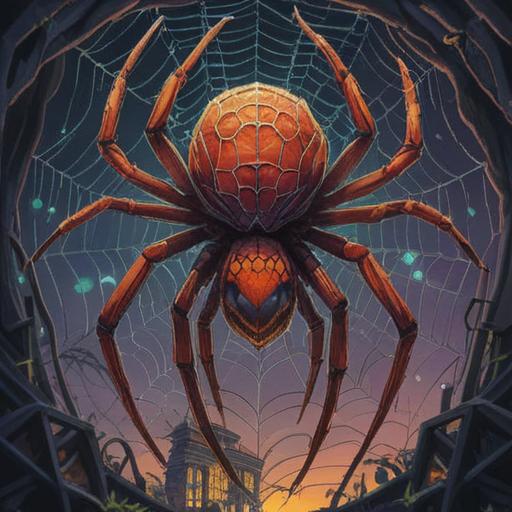 A close-up of a charming lucky charm inspired by the sight of a spider pair, featuring intricate web patterns, vibrant colors, nature elements, symbolizing good fortune, detailed textures, enchanting atmosphere, 4k