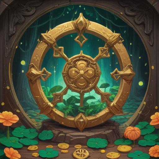 A vibrant and magical illustration of lucky items for enhancing lottery luck, showcasing a four-leaf clover, a horseshoe, a golden key, and a shiny coin, all placed on a soft, glowing background, with beams of light illuminating the items, creating an enchanting atmosphere of fortune and positivity, surrounded by ethereal sparkles, 4k