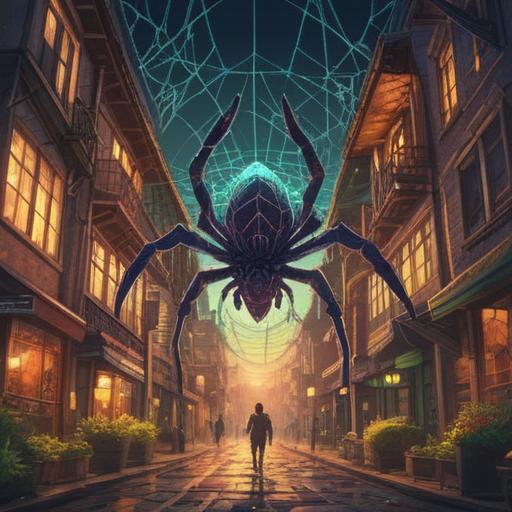 A symbolic illustration of a spider representing spiritual signs for reconciliation, intricate web patterns, ethereal light, a soft glow around the spider, feelings of caution and hope intertwined, nature-inspired background with subtle elements of spirituality, 4k