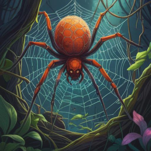 A thought-provoking scene depicting a spider weaving a intricately detailed web, symbolizing the interconnectedness of life, surrounded by elements of nature, soft sunlight filtering through leaves, serene atmosphere, representation of growth and transformation, reflecting on the deeper meaning and significance of existence, 4k