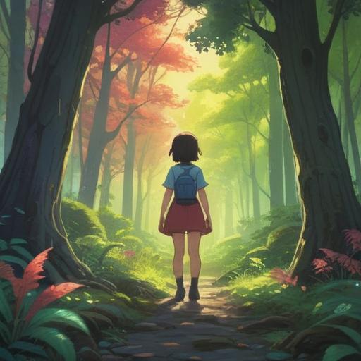 A serene moment in nature, an individual gazing at a familiar figure in the distance, soft sunlight filtering through lush trees, a sense of spiritual connection, ethereal colors, peaceful atmosphere, harmony with the surroundings, symbolic representations of guidance and intuition, gentle breeze rustling leaves, 4k