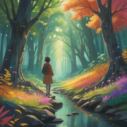 A serene landscape representing spiritual growth, gentle sunlight filtering through trees, symbolic elements illustrating admiration from strangers, ethereal aura surrounding individuals, vibrant colors reflecting positive energy, harmonious connection with nature, uplifting atmosphere, 4k