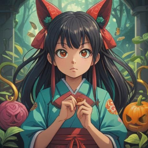 A charming illustration depicting a series of lucky items that transform a simple bow into a symbol of good fortune, vibrant colors, intricate designs of each item, a serene setting with gentle sunlight, elements of Japanese culture, including origami cranes and lucky cats, emphasizing positivity and hope, 4k