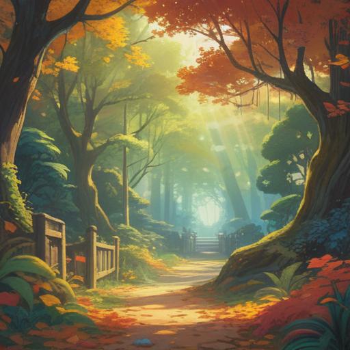 A serene scene depicting a gentle breeze, vibrant colors, lucky items scattered around, warm sunlight filtering through leaves, a peaceful outdoor setting, whimsical patterns, inviting atmosphere, delicate details, harmonious composition, 4k