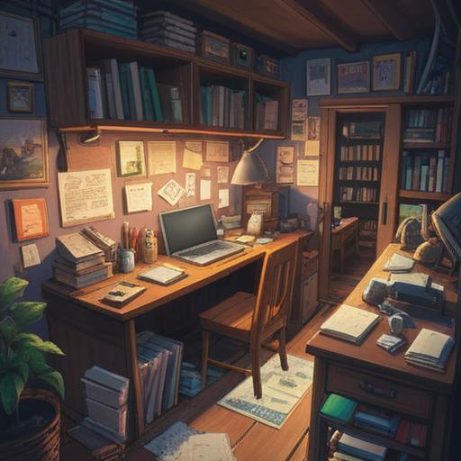 A visual representation of organization and clarity, an array of neatly arranged documents and colorful notes, a desk with a laptop displaying charts and summaries, well-organized workspace, vibrant colors reflecting productivity, harmonious layout, modern aesthetic, 4k