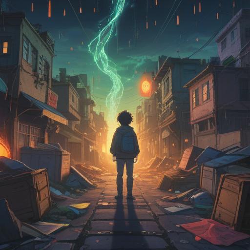 A mystical scene depicting a person standing at a crossroads, surrounded by clutter representing emotional baggage, ethereal light illuminating a path towards minimalism, spiritual energy flowing around, gentle whispers of wisdom in the air, a sense of urgency, nature in the background symbolizing freedom, 4k