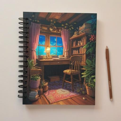 A serene still life composition, organized desk space, calming colors, journals and planners, gentle lighting, peaceful atmosphere, nature-inspired elements, mindfulness tools, mental clarity, 4k