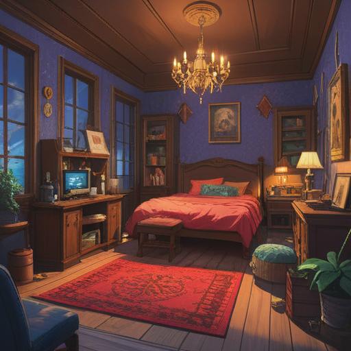 A vibrant illustration of a cozy, minimalist room, showcasing a charming lucky accessory, items neatly organized, a sense of calm and clarity, sunlight streaming through the window, inviting atmosphere, a small plant on the shelf, peaceful environment, 4k