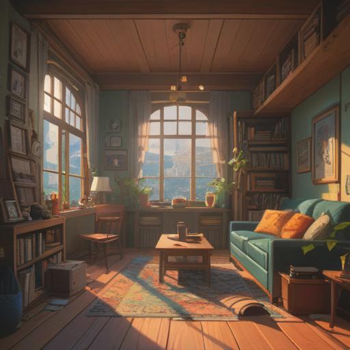 A serene scene depicting a decluttered room, sunlight streaming through the windows, an organized space with minimalistic decor, a sense of calm and relief, a person smiling as they enjoy their new environment, surrounded by neatly arranged belongings, vibrant plants adding life, the feeling of tranquility and fresh beginnings, 4k