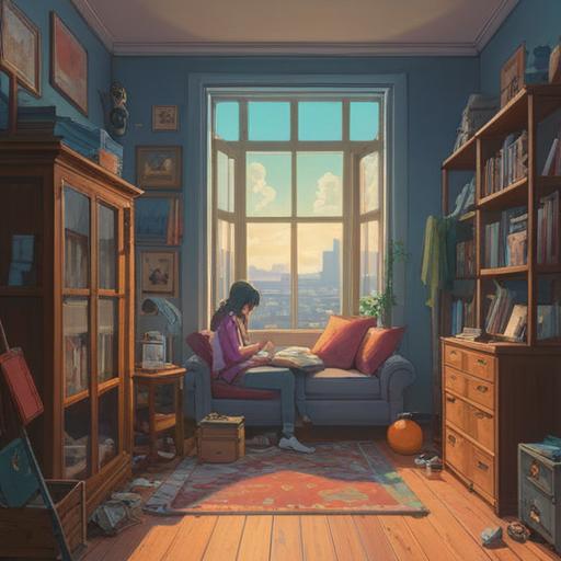 A serene scene depicting a person thoughtfully organizing their belongings, surrounded by a calming atmosphere, soft light filtering through a window, subtle symbols of spiritual signs like feathers and butterflies, a peaceful expression on their face, representing clarity and mindfulness, gentle color palette, harmonious ambiance, 4k