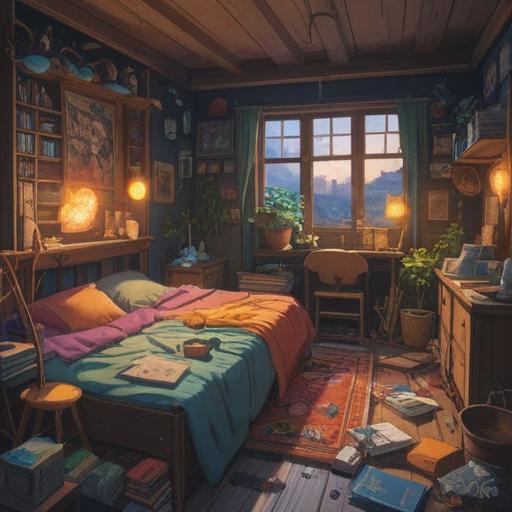 A thought-provoking illustration representing the urge to declutter, spiritual signs manifesting as glowing symbols around a serene figure, a cozy room filled with items, contrasting chaos and tranquility, ethereal light filtering through a window, calm expressions, introspective atmosphere, 4k