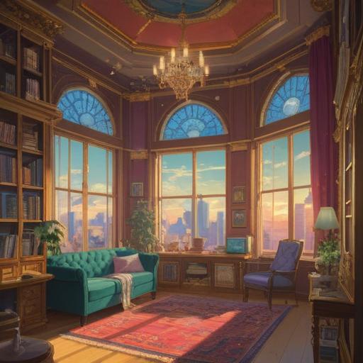 A serene and inspiring illustration, a bright and inviting room filled with sparkling lucky crystals, soft sunlight streaming through the window, a figure smiling while organizing belongings, a sense of calm and clarity in the atmosphere, personal items neatly arranged, vibrant colors highlighting the crystals, uplifting and motivational vibe, 4k