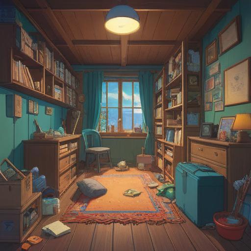 A serene and minimalistic scene depicting the act of decluttering, surrounded by gentle light, a person calmly sorting through their belongings, symbolic representation of releasing negative energy, harmonious balance between physical space and mental well-being, spiritual transformation, calming colors, 4k