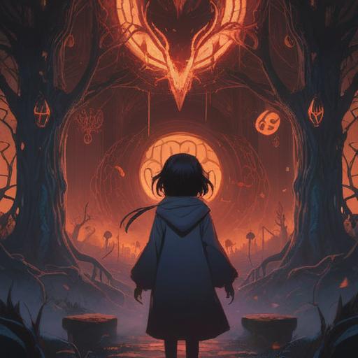 A mystical illustration of spiritual bad omens appearing during illness, dark shadows creeping in the background, eerie glowing symbols in the air, a silhouette of a person surrounded by energy, unsettling atmosphere, ethereal elements representing fatigue, surreal and haunting imagery, 4k