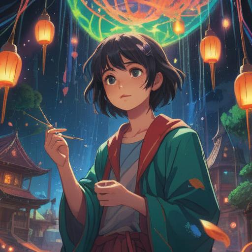 A mystical scene depicting spiritual occurrences around a birthday celebration, ethereal lights swirling around, a person with a serene expression, a gentle aura surrounding them, celestial elements like stars and orbs, vibrant yet soft color palette, enchanted atmosphere, symbolic representations of time and change, delicate details in the background, 4k