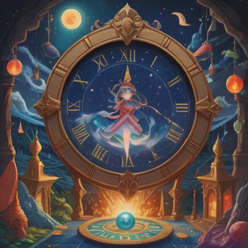 A spiritual illustration depicting a calendar page turning towards a birthday, symbolic elements like a clock and stars, ethereal lighting, a tranquil atmosphere, mystical symbols representing growth and reflection, nature elements like blooming flowers and gentle breezes, soft gradients, 4k