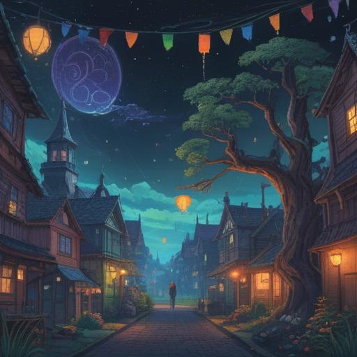 A mystical illustration of spiritual signs appearing before a birthday, ethereal symbols in the night sky, vibrant colors illuminating the surroundings, a serene atmosphere, a figure contemplating these signs, trees swaying gently in the breeze, stars twinkling above, a sense of anticipation and wonder, detailed environment, 4k