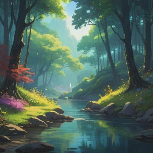 A serene landscape depicting a tranquil nature scene, soft light filtering through trees, a peaceful river flowing gently, elements symbolizing hope and positivity, ethereal glow surrounding various signs such as birds and flowers, capturing a moment of unexpected joy, uplifting atmosphere, spiritual connection with nature, 4k