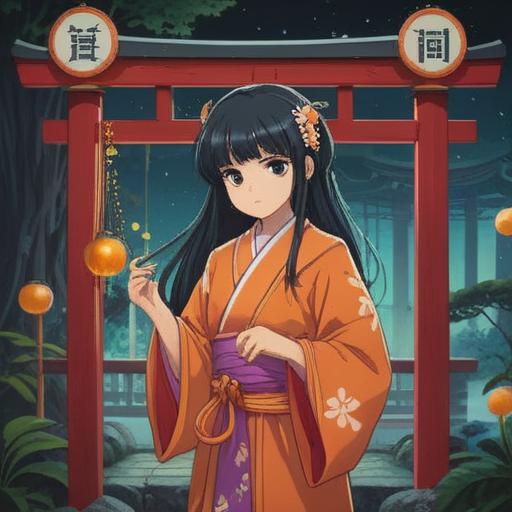 A beautifully designed lucky charm representing the benefits of Niu Tohime Shrine, intricate patterns and symbols, a serene atmosphere, vibrant colors, traditional Japanese elements, surrounded by cherry blossoms, soft sunlight filtering through leaves, emphasizing prosperity and good fortune, 4k