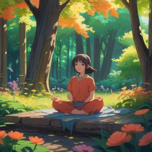 A serene and uplifting scene depicting a person meditating in a peaceful park, surrounded by blooming flowers and gentle sunlight filtering through the trees, a sense of tranquility and joy emanating from the individual, emphasizing the importance of mental well-being and mindfulness, vibrant colors, harmonious atmosphere, inspirational setting, 4k