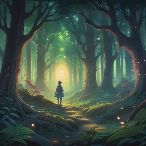 A mystical forest scene, ethereal light beams filtering through the trees, symbols and signs subtly appearing in the surroundings, a serene figure meditating, surrounded by glowing orbs, representing spiritual warnings, calming yet intriguing atmosphere, vibrant colors, rich details in nature, 4k