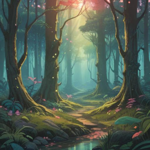 A serene landscape representing spiritual signs, gentle light illuminating symbolic elements, ethereal presence in the air, tranquil forest with mystical creatures, signs like feathers and stones scattered on the ground, calming river flowing, vibrant energy radiating, peaceful and reflective atmosphere, 4k