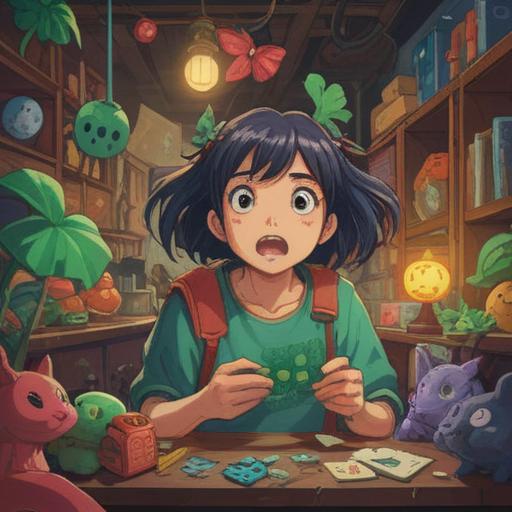A whimsical illustration capturing the feeling of being watched, a person with a surprised expression, surrounded by lucky items like a four-leaf clover, a rabbit's foot, and lucky coins, soft focus, playful atmosphere, vivid colors, detailed texture, charming character design, 4k
