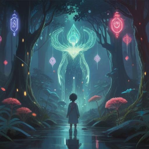 A spiritual illustration depicting blurred sixth sense signals, ethereal symbols in a misty environment, glowing aura around unseen energies, serene yet mysterious atmosphere, figures sensing their surroundings, elements representing intuition, vibrant colors intertwined with shadows, 4k