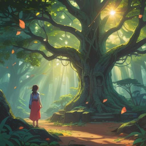 A serene landscape depicting spiritual self-growth habits, a peaceful meditation scene under a large ancient tree, sunlight filtering through the leaves, a person in a meditative pose, surrounded by nature, symbols of mindfulness and gratitude, vibrant colors representing positive energy, harmonious atmosphere, 4k