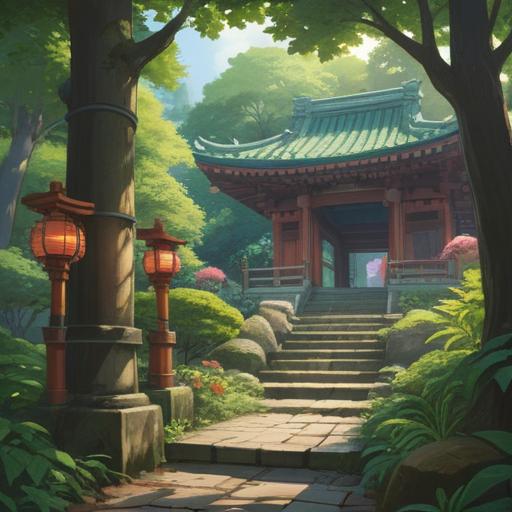 A serene depiction of a spiritual journey at Otori Shrine, lush greenery surrounding the sacred site, a tranquil atmosphere, soft sunlight filtering through the leaves, a path leading to the shrine, traditional architecture, people reflecting and meditating, detailed textures of the shrine's elements, sense of peace and introspection, 4k