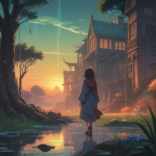 A spiritual illustration representing the loss of something precious, ethereal elements symbolizing grief and reflection, a figure gazing at a fading memory, surrounded by a soft, glowing aura, imagery of fragments floating in the air, serene landscape in the background, muted colors conveying a sense of longing and introspection, 4k