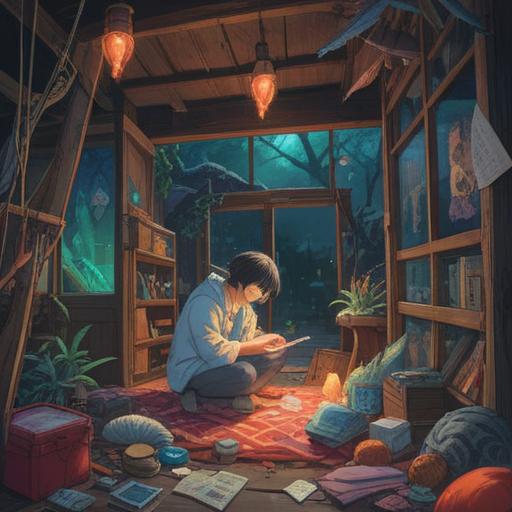 A mystical scene depicting a person searching for lost belongings, ethereal light surrounding them, symbolic elements such as feathers and shimmering orbs, subtle connections to the universe, a serene environment with soft colors and gentle winds, mindful reflection, spiritual symbols in the background, 4k