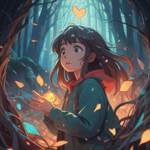 A surreal illustration depicting the spiritual meaning of a major heartbreak, a shattered heart radiating a soft light, ethereal figures representing emotions, flowing ribbons of energy symbolizing healing, a starry night sky reflecting introspection, lush landscapes to signify growth and transformation, vivid colors, dreamlike atmosphere, 4k