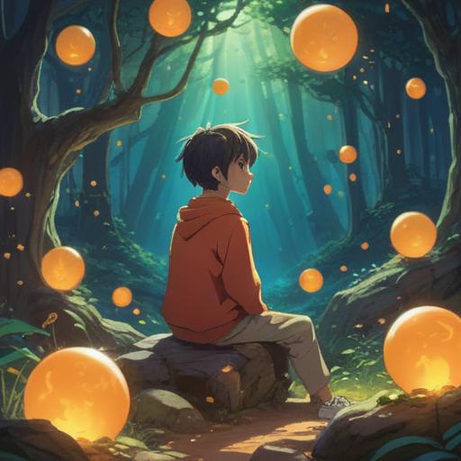 A serene and ethereal landscape, a person sitting in contemplation, surrounded by glowing orbs of light, gentle rays of sunshine breaking through the clouds, a sense of peace and understanding, symbolic imagery representing loss and hope, soft color palette, dreamlike atmosphere, 4k