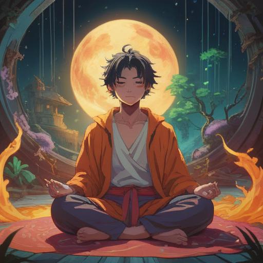 A spiritual scene depicting the significance of developing a fever on an important day, a person meditating under a radiant, ethereal light, surrounded by symbolic elements like blooming flowers and flickering candles, a soft aura enveloping the scene, vibrant energy flow, serene expression, mystical atmosphere, 4k