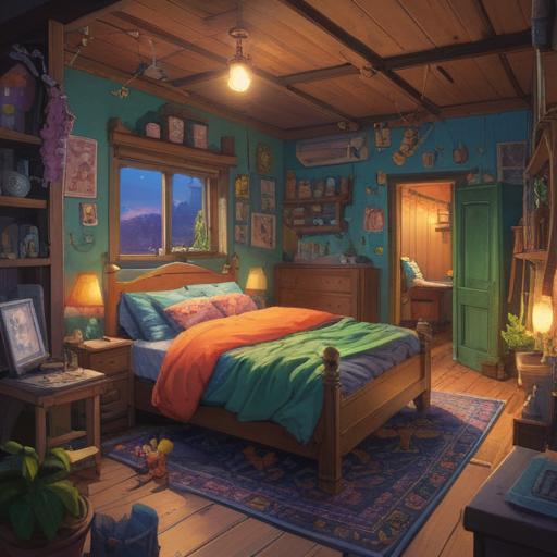 A vibrant illustration depicting a cozy bedroom scene, a young person in bed with a thermometer in mouth, colorful lucky charms scattered around, warm sunlight streaming through the window, a gentle touch of nostalgia, a feeling of hope and comfort, inviting atmosphere, 4k