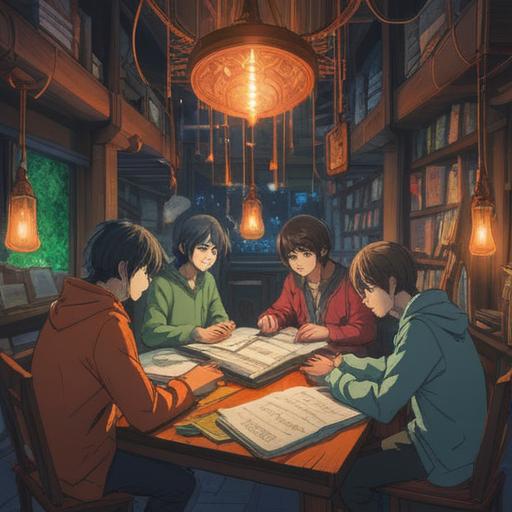 A visually compelling illustration depicting a gathering of diverse individuals exchanging ideas and collaborating, surrounded by notes and documents organized in a neat manner, a large central table filled with charts and summaries, a bright and inviting atmosphere, showcasing teamwork and unity, clear visual representation of collaboration, 4k