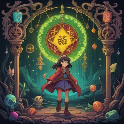 A whimsical illustration of a lucky charm for those wanting to quit their job, featuring a small, glowing talisman surrounded by comforting symbols like four-leaf clovers and small coins, a serene desk setting in the background, soft and uplifting colors, encouraging and optimistic atmosphere, detailed textures, 4k