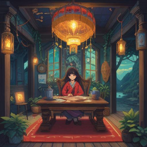 A whimsical illustration of a lucky charm that symbolizes motivation, featuring a vibrant and inviting design, a relaxing scene with cozy atmosphere, elements representing laziness transformed into productivity, surrounded by inspiring symbols like notebooks and clocks, warm color palette, playful character interacting with the charm, serene background, 4k