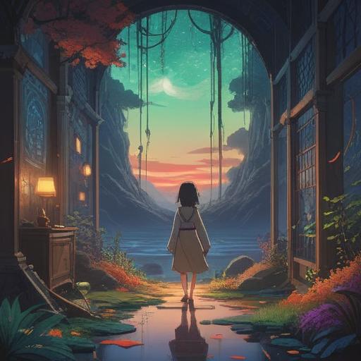 A serene and introspective scene depicting a person feeling overwhelming drowsiness, soft ethereal light, subtle aura surrounding the figure, celestial symbols in the background, gentle nature elements like falling leaves or soft clouds, reflection of inner peace and spiritual awareness, calming color palette, dreamlike atmosphere, 4k