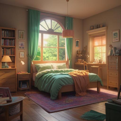A serene and calming scene depicting a cozy bedroom, soft sunlight streaming through the window, a lucky charm pendant resting on a bedside table, surrounded by herbal teas and a warm blanket, inviting atmosphere, gentle colors, conveying comfort and support, 4k