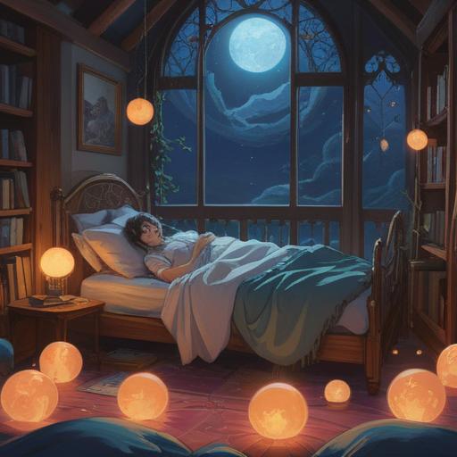 A mystical illustration depicting a person lying in bed, surrounded by soft, glowing orbs of light, representing spiritual energies, faint ethereal symbols in the air, a serene and reflective expression on their face, gentle sunlight filtering through the window, suggesting hope and healing, calming color palette, immersive atmosphere, intricately detailed surroundings, 4k