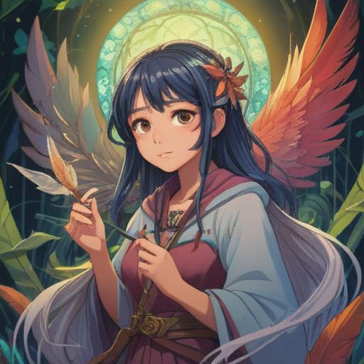 A serene and mystical illustration, gentle hues, ethereal lighting, symbols of spirit guides, nature elements like feathers and crystals, a person meditating under a celestial sky, connected to the universe, calm and introspective mood, visual representation of spiritual awareness, 4k