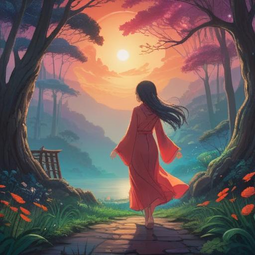 A serene illustration depicting the concept of spiritual meaning when feeling unwell, ethereal lighting, gentle aura surrounding a figure, peaceful nature backdrop, soft flowing fabrics, subtle hints of energy and healing, tranquil expressions, symbolic elements like a mandala or chakra, 4k