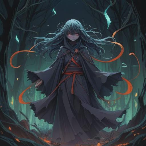 A mystical and eerie illustration, depicting a frail figure surrounded by dark shadows, surreal wisps of energy, symbolic representations of negative spiritual signs, ominous atmosphere, delicate details capturing the essence of vulnerability, mystical colors blending together, haunting yet beautiful, 4k