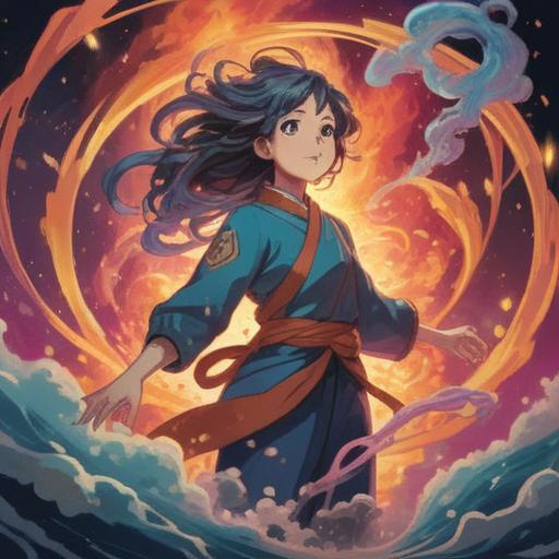 A mystical illustration depicting a person surrounded by swirling energy, soft ethereal light, representing spiritual healing, vibrant colors, nature elements intertwined, serene facial expression, calming aura, symbolic representations of body imbalance, 4k