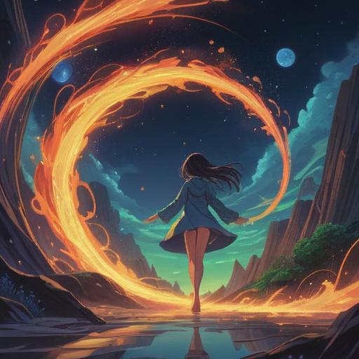 A vibrant and ethereal scene depicting a figure surrounded by flowing energy, bright electric arcs illuminating the space, a sense of spiritual awakening, an aura of light radiating from the body, intricate patterns symbolizing connection and energy flow, a serene and mystical atmosphere, emphasizing the transcendental experience, 4k