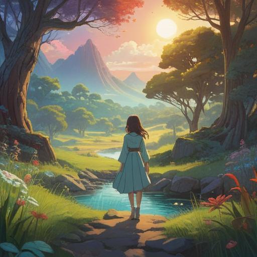 A person standing in a serene natural landscape, bright ethereal light pulsating around them, a feeling of energy flowing through their body, symbols of spiritual guidance appearing in the air, a sense of connection to the universe, vibrant colors, calming atmosphere, deep introspection, 4k