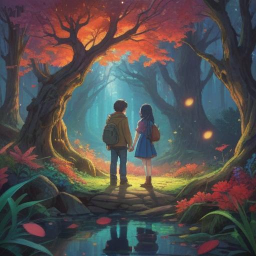 A thought-provoking illustration of two figures connecting harmoniously, representing strong physical compatibility, subtle spiritual symbols in the background, cautionary signs intertwined with natural elements, ethereal light, a mystical atmosphere, detailed facial expressions, body language conveying intimacy and understanding, rich colors, 4k