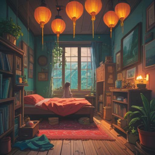 An inspiring self-help illustration, serene setting, tranquil indoor scene, a person practicing mindfulness while surrounded by soft light, heart-shaped motifs representing love, beautiful plants symbolizing growth, calming colors, peaceful atmosphere, motivational elements for enhancing love life, 4k